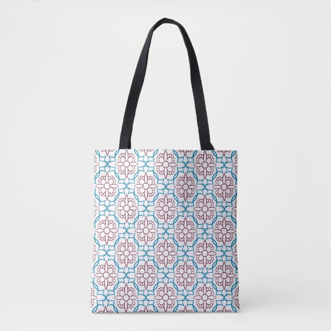 Geometric Floral Pattern Canvas Tote Bag – Elegant (Front)