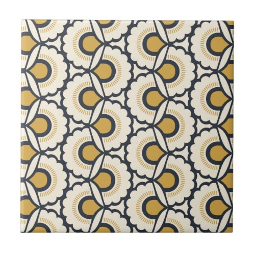 Geometric Floral Pattern Ceramic Tile