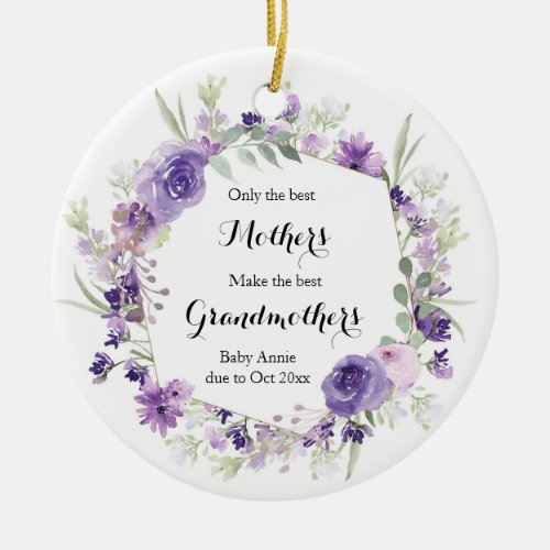 Geometric Floral Purple Only The Best Ceramic Ornament