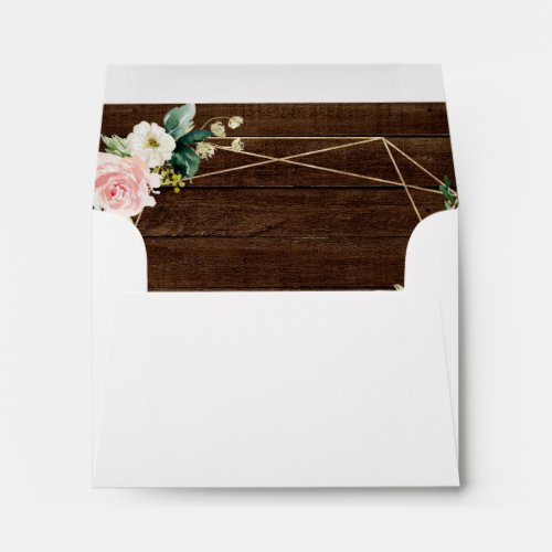 Geometric Floral Rustic Wood Wedding RSVP Envelope