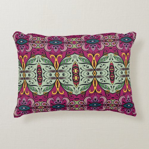 Geometric Floral Tribal Ethnic Doodle Accent Pillow