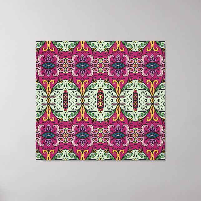 Geometric Floral Tribal Ethnic Doodle Canvas Print (Front)
