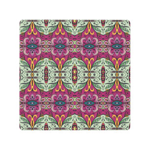 Geometric Floral Tribal Ethnic Doodle Metal Print
