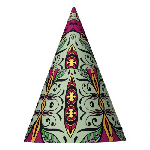 Geometric Floral Tribal Ethnic Doodle Party Hat
