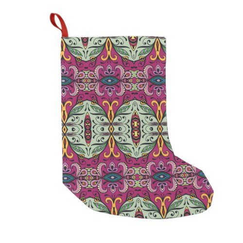 Geometric Floral Tribal Ethnic Doodle Small Christmas Stocking