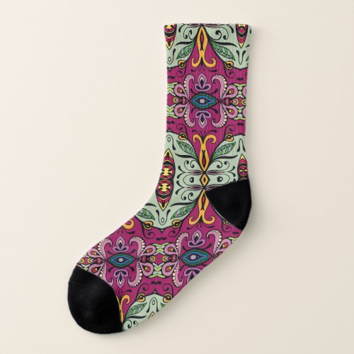 Geometric Floral Tribal Ethnic Doodle Socks