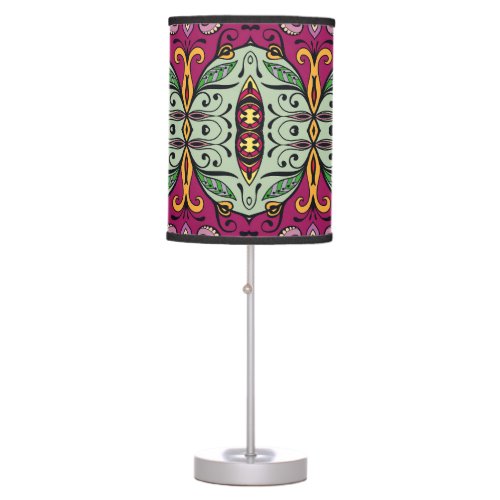 Geometric Floral Tribal Ethnic Doodle Table Lamp