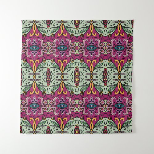 Geometric Floral Tribal Ethnic Doodle Tapestry