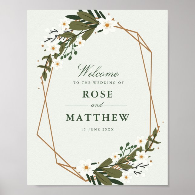 geometric floral wedding sign (Front)
