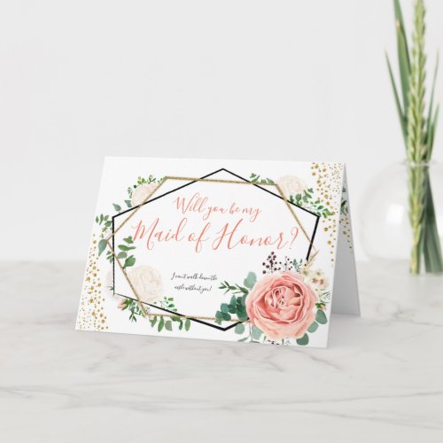 Geometric Floral Will You Be my Maid of Honor Card