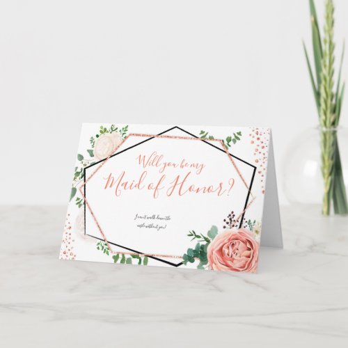 Geometric Floral Will You Be my Maid of Honor Card