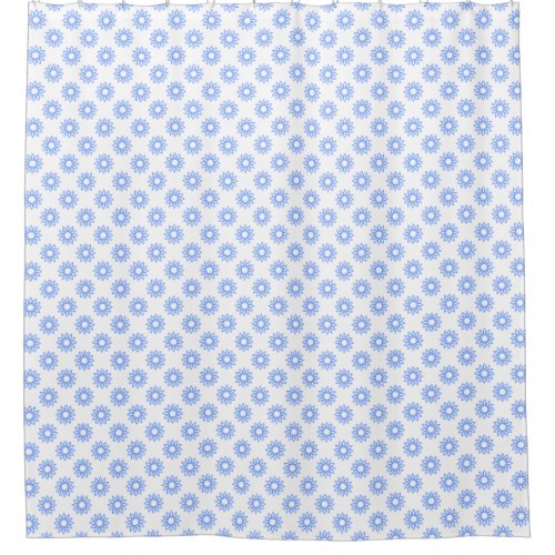 Geometric Flower 01 _ Baby Blue on White Shower Curtain