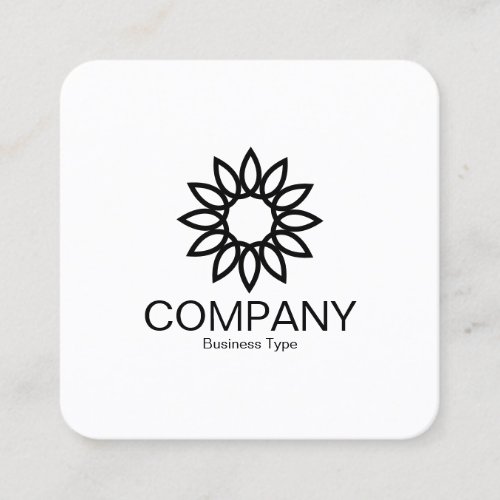 Geometric Flower 01 _  Black on White Square Square Business Card