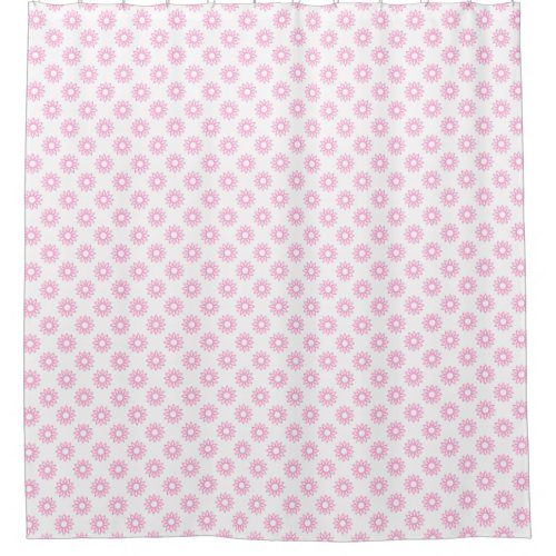 Geometric Flower 01 _ Pink on White Shower Curtain