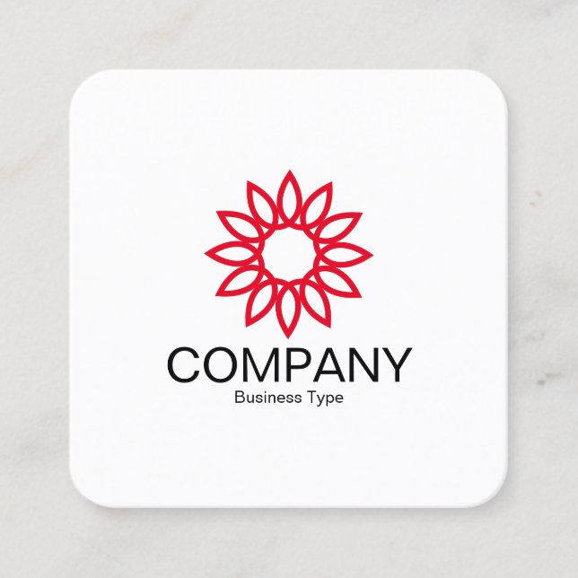 Geometric Flower 01 - White Square Business Card (Front)