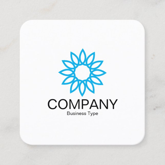 Geometric Flower 01 -  White Square Business Card (Front)