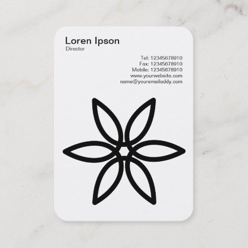 Geometric Flower 02 _ Black on White Business Card
