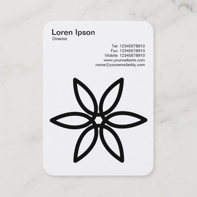 Geometric Flower 02 - Black on White Business Card (Back)