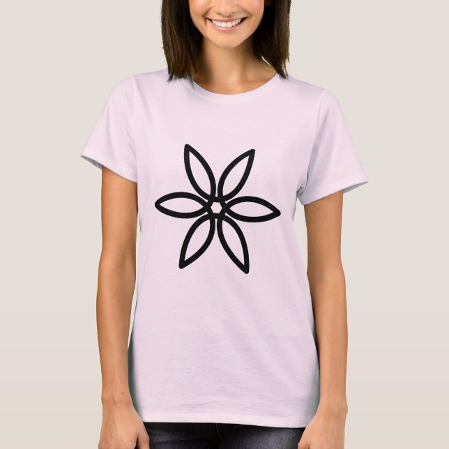 Geometric Flower 02 - Black T-Shirt (Front)