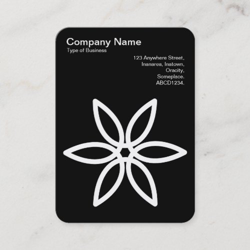 Geometric Flower 02 _ White on Black Business Card