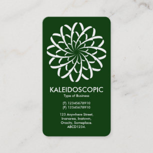 Geometric Flower 02 - White on Dark Green Business Card