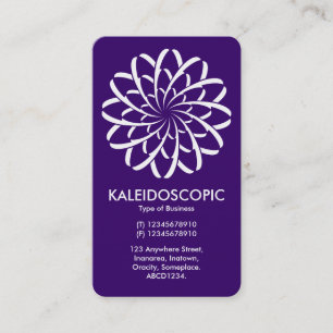 Geometric Flower 02 - White on Deep Purple Business Card