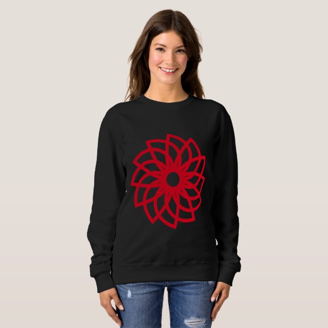 Geometric Flower 03 - Red Sweatshirt (Front Full)