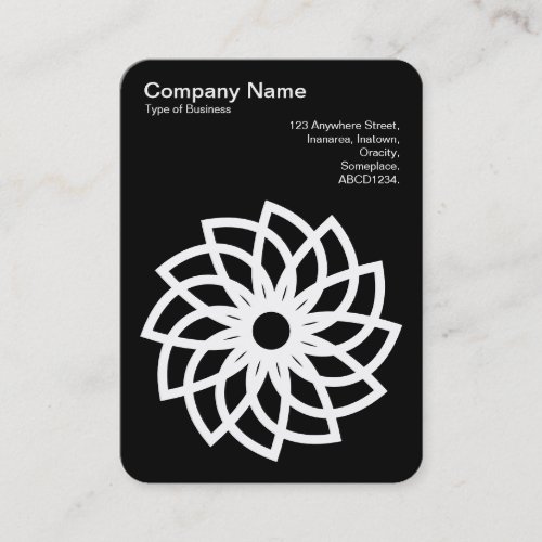 Geometric Flower 03 _ White on Black Business Card
