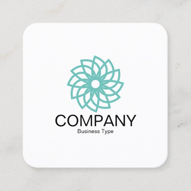 Geometric Flower 03 - White Square Business Card (Front)