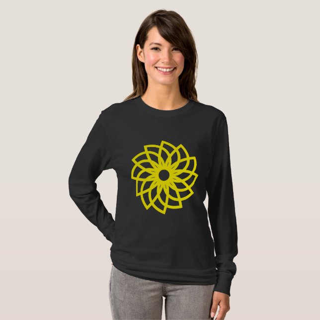 Geometric Flower 03 - Yellow T-Shirt (Front Full)