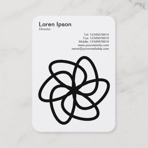 Geometric Flower 04 _ Black on White Business Card
