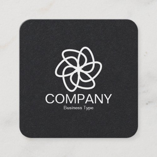 Geometric Flower 04 _ Black Square Business Card