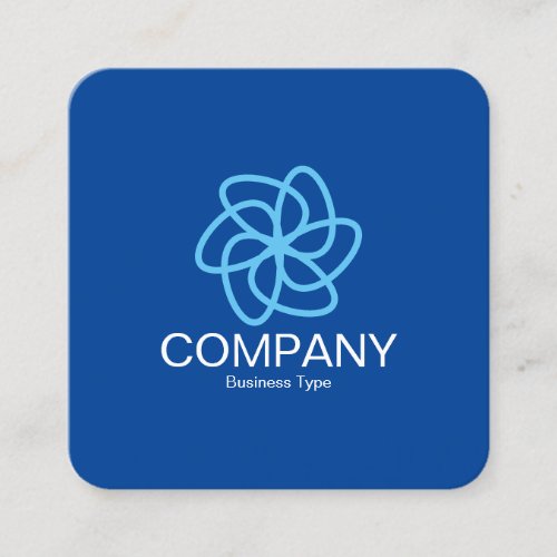 Geometric Flower 04 _ Deep Blue Square Business Card