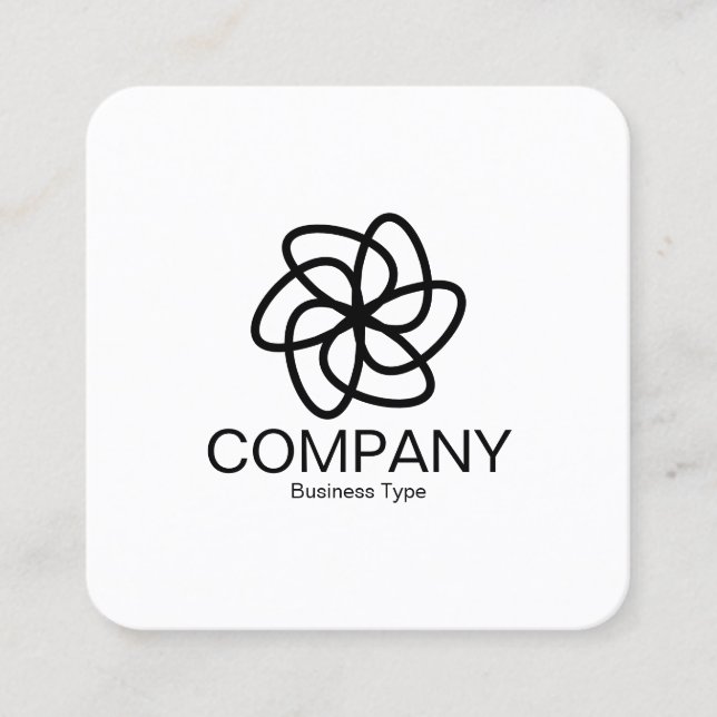 Geometric Flower 04 - White Square Business Card (Front)