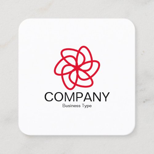 Geometric Flower 04 _ White Square Business Card