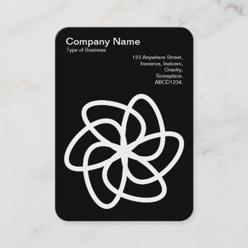 Geometric Flower 05 _ Black on White Business Card