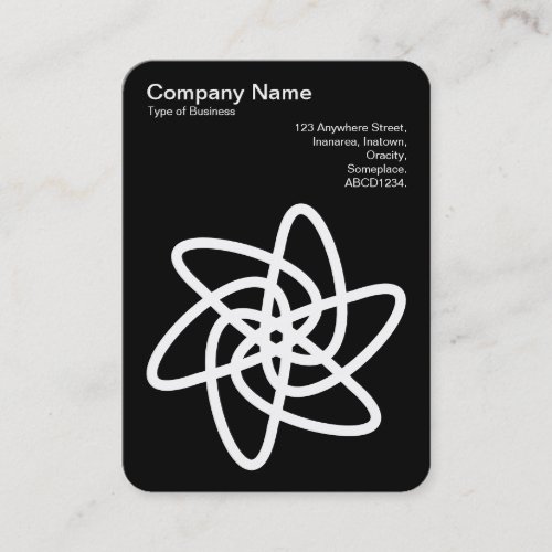 Geometric Flower 05 _ White on Black Business Card