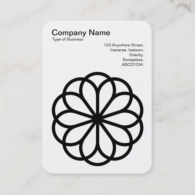 Geometric Flower 06 - Black on White Business Card (Front)