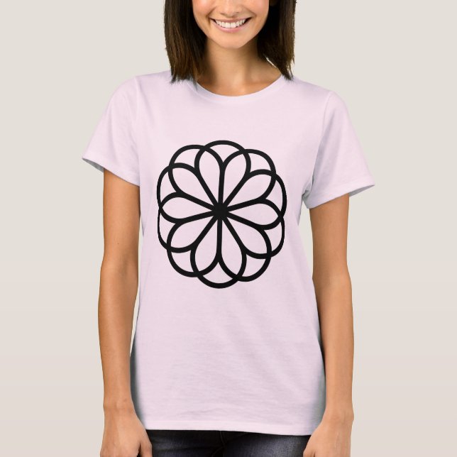 Geometric Flower 06 - Black T-Shirt (Front)