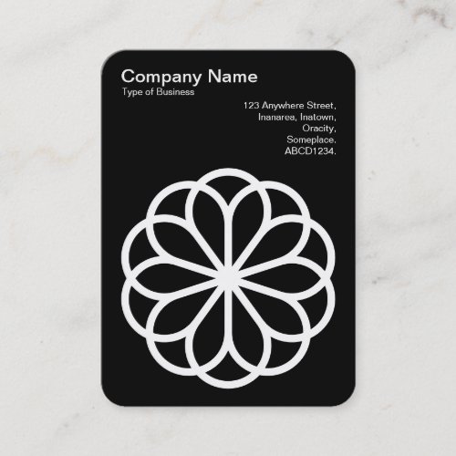 Geometric Flower 06 _ White on Black Business Card