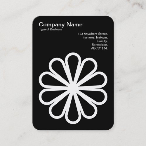 Geometric Flower 07 _ White on Black Business Card