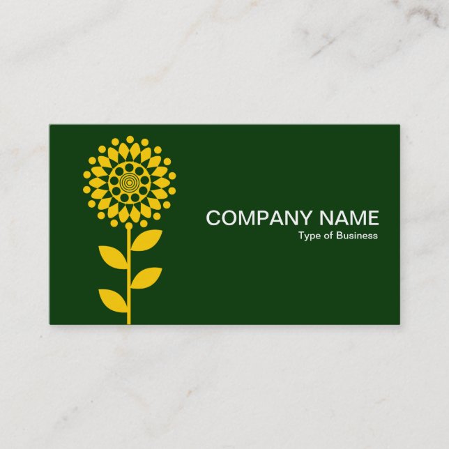 Geometric Flower - Amber on Dk Green Business Card (Front)