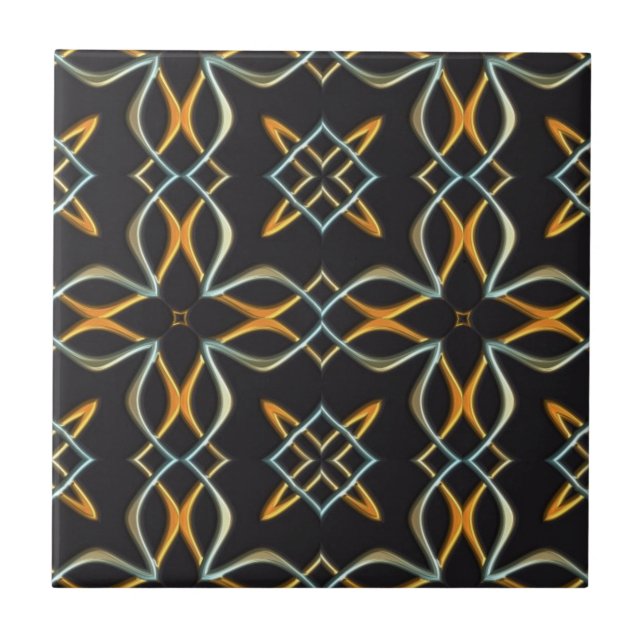 Geometric Flower Design Ceramic Tile (Front)