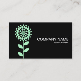 Geometric Flower - Ghost Green on Black Business Card