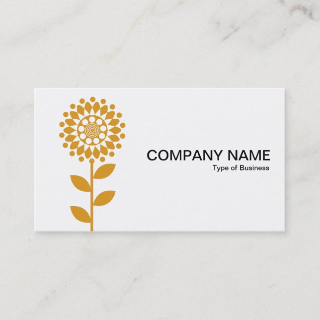Geometric Flower - Gold on White Business Card (Front)