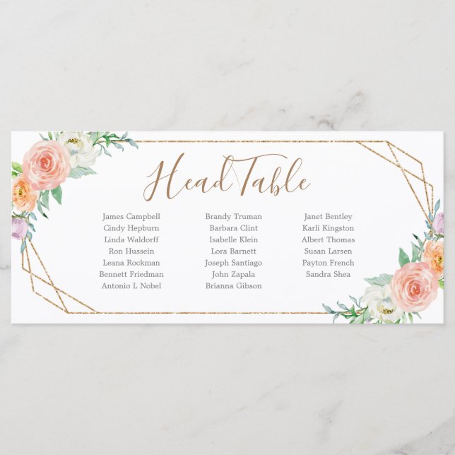 Geometric Flower Head Table Seating Card (Front)