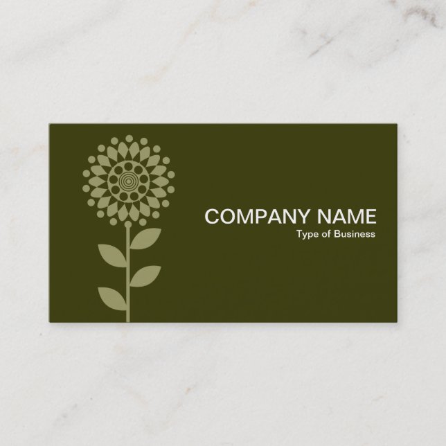 Geometric Flower - Khaki and Dk Olive Business Card (Front)