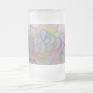 Geometric Flower Mandala Frosted Glass Beer Mug