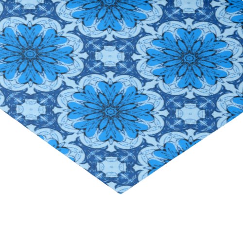 Geometric Flower Pattern in Cerulean  Light Blue  Tissue Paper