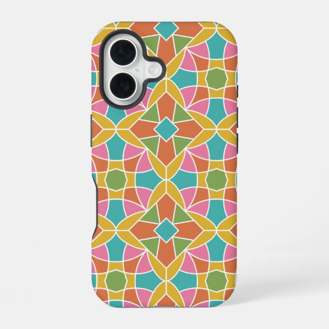Geometric Flower Pattern Retro Rainbow Iphone Case (Back)